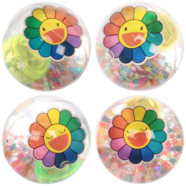 Мяч 6,5 см "Радужный цветочек" (попрыгун с водой и подсветкой) СТИКЕР НА ВЛОЖЕНИЕ