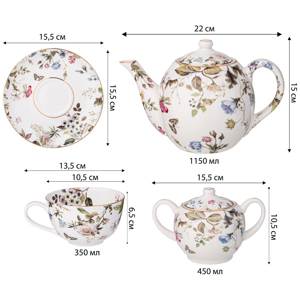 ЧАЙНЫЙ СЕРВИЗ LEFARD, BELLE, НА 6 ПЕР. 14 ПР., КОР= 4НАБ.