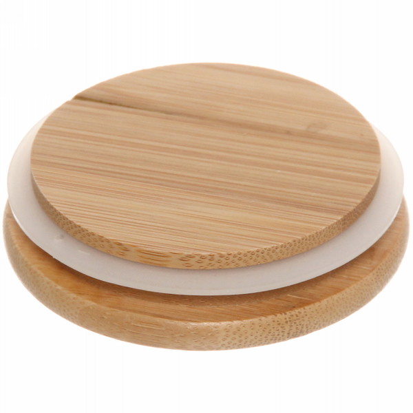 Банка для продуктов стеклянная 450мл "Хай-Тек" с бамбуковой крышкой 8,5*10см