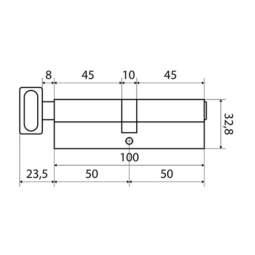 Механизм цилиндр Стандарт MAX 100, 50х5B, SN, перф. ключ/верт., 5ключей