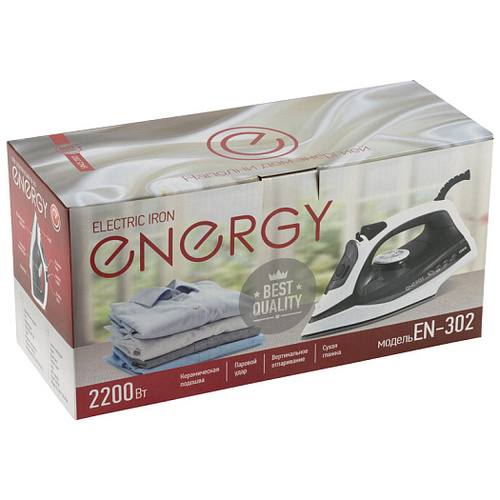 Утюг ENERGY EN-302, 2200Вт, паровый спрей, самоочистка, керамическая подошва