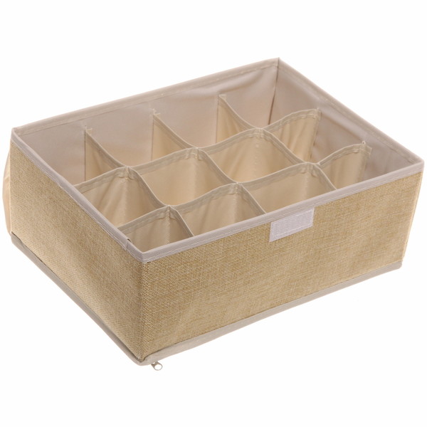 Кофр - органайзер для хранения вещей с прозрачной крышкой "УЮТДОМА", цвет бежевый, 12 отделений, 32*23*12см
