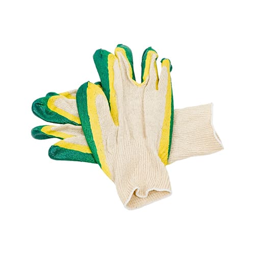 Перчатки х/б двойной латекс желто-зеленые, 10/300