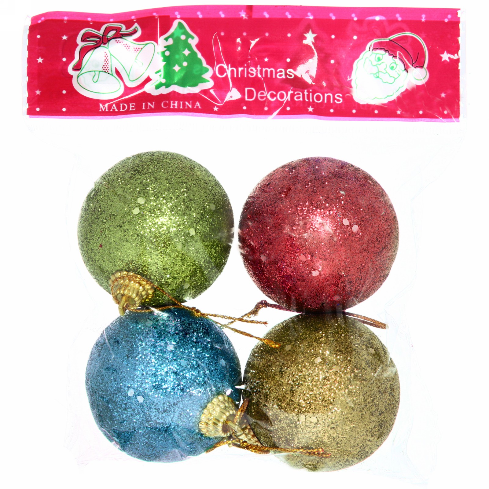 Новогодние шары 5 см (набор 4 шт) "Блестящее напыление", микс цветов