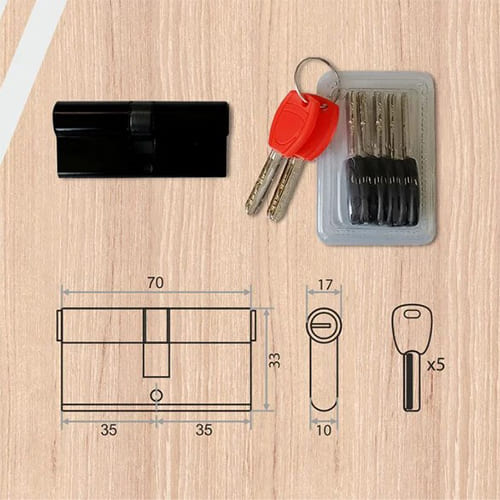 Механизм цилиндровый для китайских дверей Vrata ЦМП 70(35/35) латунь 5 ключей, черный