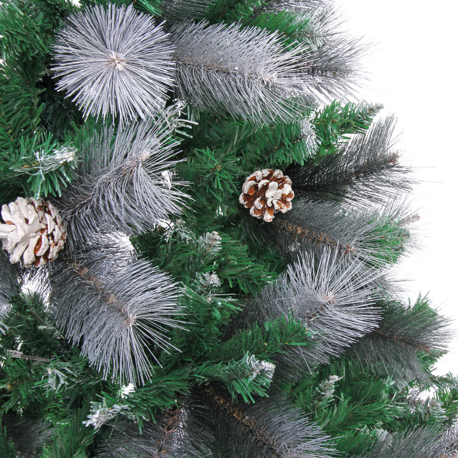 Ёлка "Богемия" 210 см, ПВХ+Леска, шишки, белое напыление (960 веток)