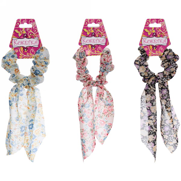 Резинка для волос "Harizma - Alina", микс 3 цвета, d-8см, длина ленты 18см