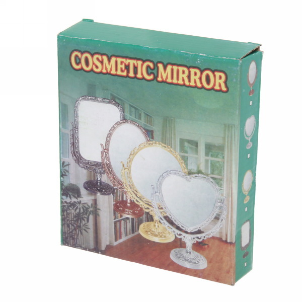 Зеркало настольное в пластиковой оправе "Версаль - Сердце", цвет серебро, двухстороннее, с увеличением, 21см 