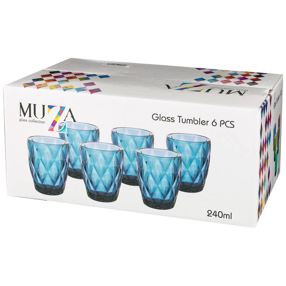 НАБОР СТАКАНОВ, РОМБО, ИЗ 6ШТ. СЕРИЯ, MUZA COLOR, 240МЛ. / В=10 СМ, КОР=6НАБ.