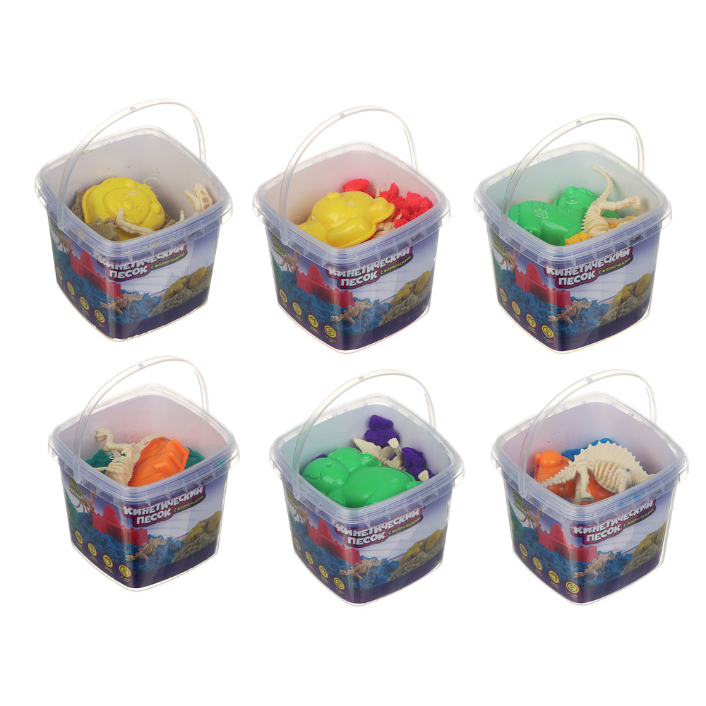 ХОББИХИТ Набор для творчества "Кинетический песок с формочками", 7,5х6,5х7см, 6 цветов