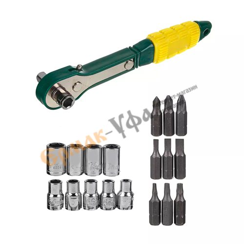 Набор бит и торцевых головок с трещоткой, 19 предметов РОКОТ (1/60)