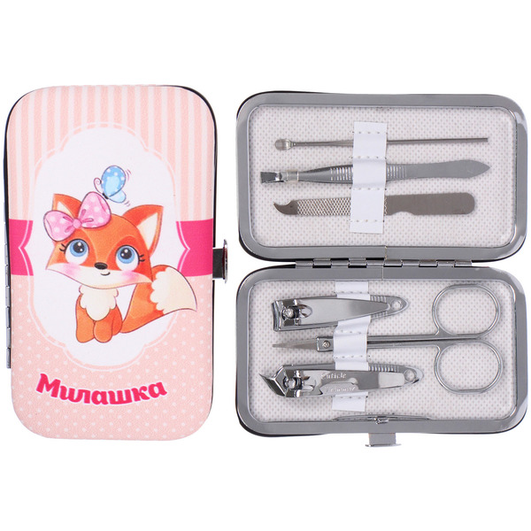 Набор для маникюра в футляре 6 предметов "Милашка!",11*6,5см (разработка РЦ Восток / пакет с подвесом)