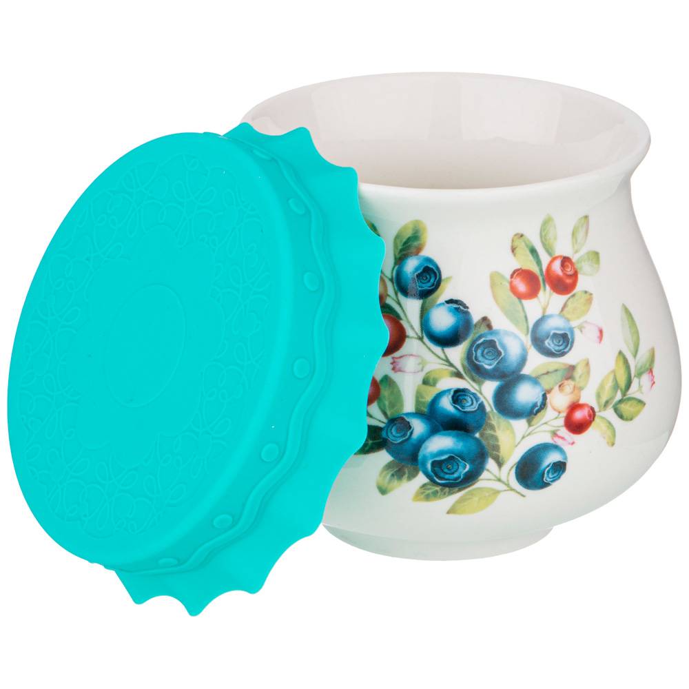 БАНОЧКА С СИЛИКОНОВОЙ КРЫШКОЙ "ГОЛУБИКА" 300 МЛ (КОР=36ШТ.)