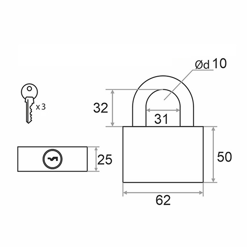 Замок навесной Trodos ВС-HG36-63, чугун, серый