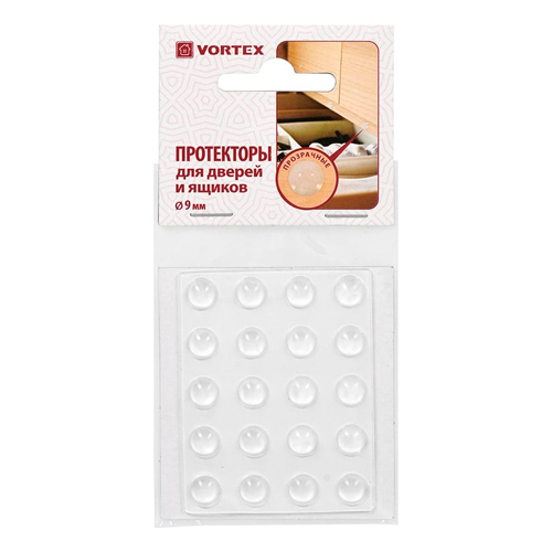Протекторы для мебельных дверей и ящиков VORTEX, прозрачные из ПВХ Ø 9 мм