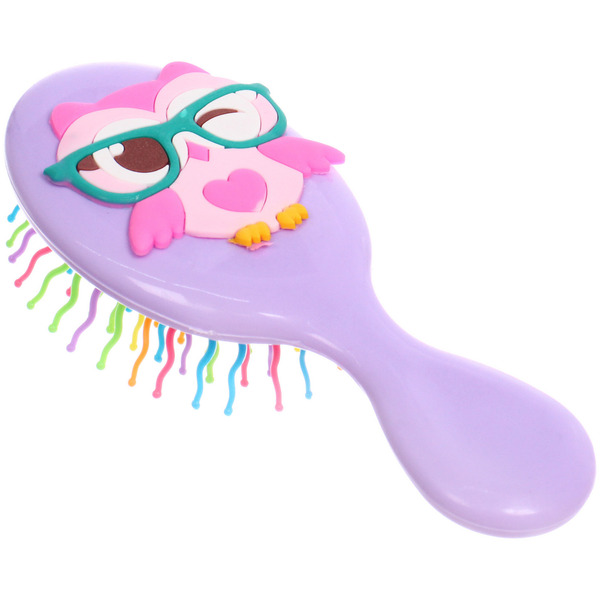 Расческа массажная детская "МИЛА", сова, цвет фиолетовый, 14*5,5см (блистер)