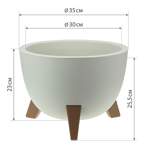 Кашпо 12 л IDEA ФЛОРИАН М 3187, 350 мм, белый ротанг