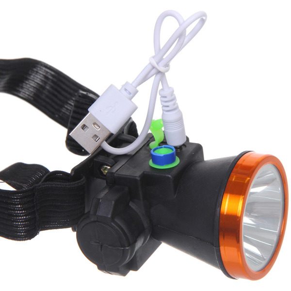 Фонарь налобный 2 режима, 1LED, аккумуляторная батарея 400mAh USB 5502