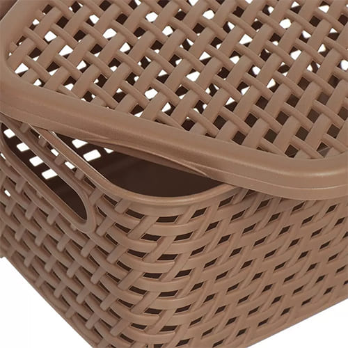 Ящик с крышкой 4 л IDEA РОТАНГ М 2372, 280х185х126 мм, бежевый ротанг