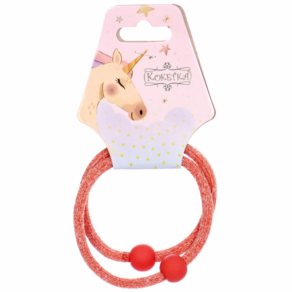 Резинки для волос 2шт "МАРУ", шарики, микс 5 цветов, d-5,5см (подвес Единорог)
