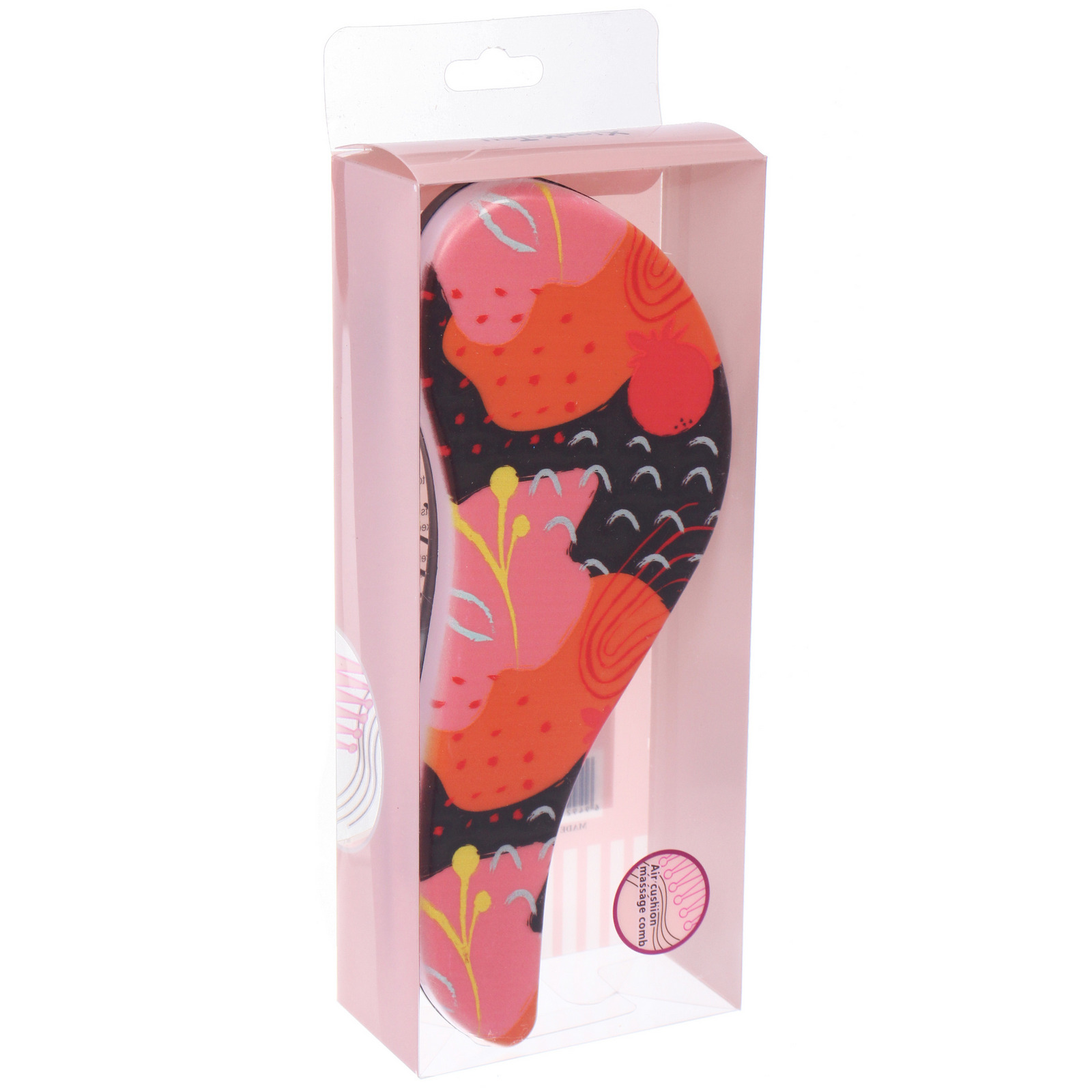 Расческа массажная компактная "МАЛЬТА", микс 4 дизайна, 18*7,5см (PVC коробка)