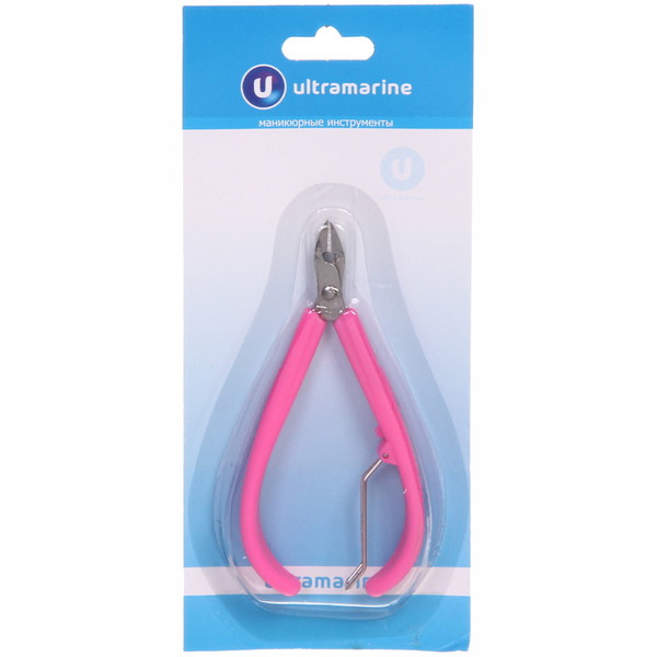 Кусачки для кутикулы, на блистере "Ultramarine", одна пружина, ручки пластик, цвет микс, на блистере,10см