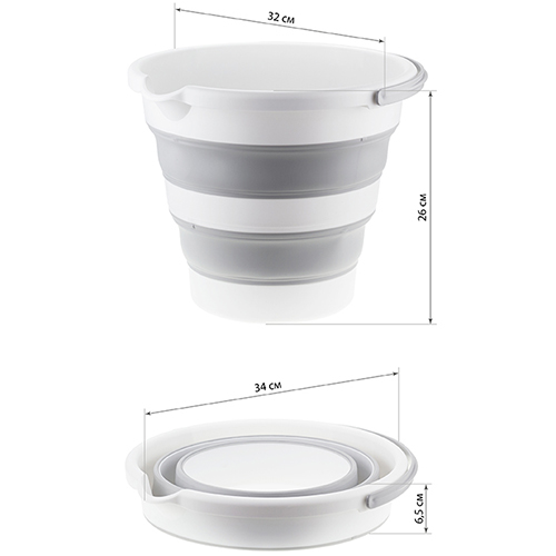 Ведро 10 л IDEA ФЛЕКС М 2413, складное, смоки