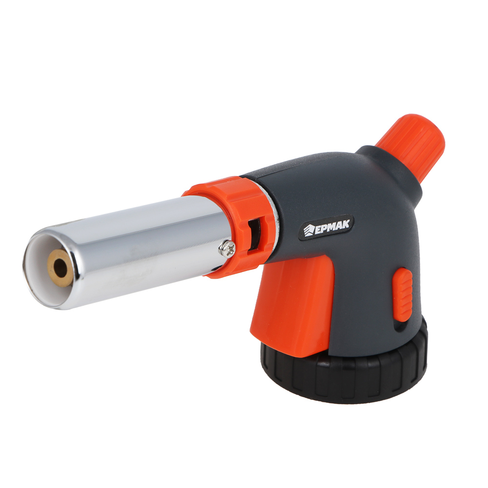 ЕРМАК Горелка газовая с керамическим изолятором, регулятор подачи воздуха, кнопка блок., 16x7x5см