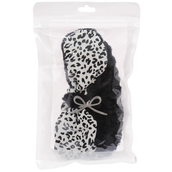 Повязка на голову косметическая "ДАЙМОНД РУШ", леопард, цвет бежевый, черный и коричневый, 20*5.5см (ZIP пакет)