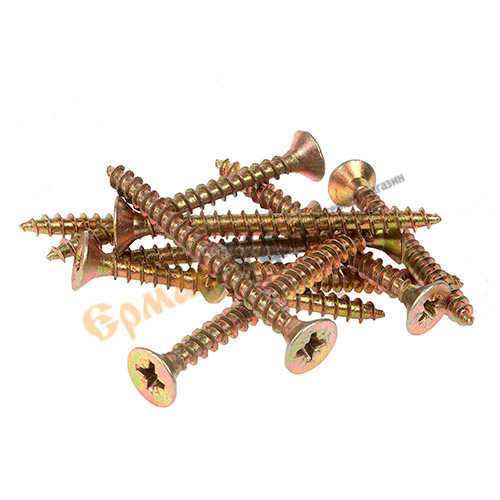 Шуруп для дерева 6,0*100, желтый цинк, 35шт, 1/18