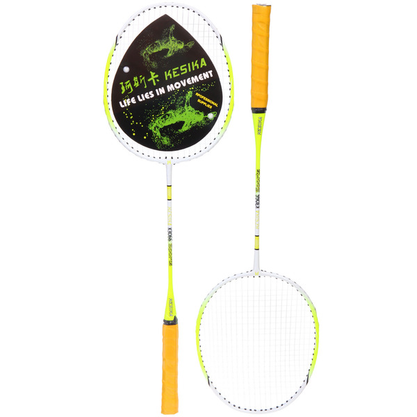 Бадминтон в наборе K-3066, 3 предмета: 2 металлические ракетки 65 см, чехол (цвет: жёлтый)