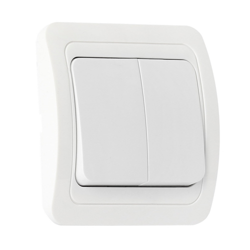 Выключатель 2-клавишный 10А белый, керамика "Марс" (SBE-02w-10-SW2-0-c)