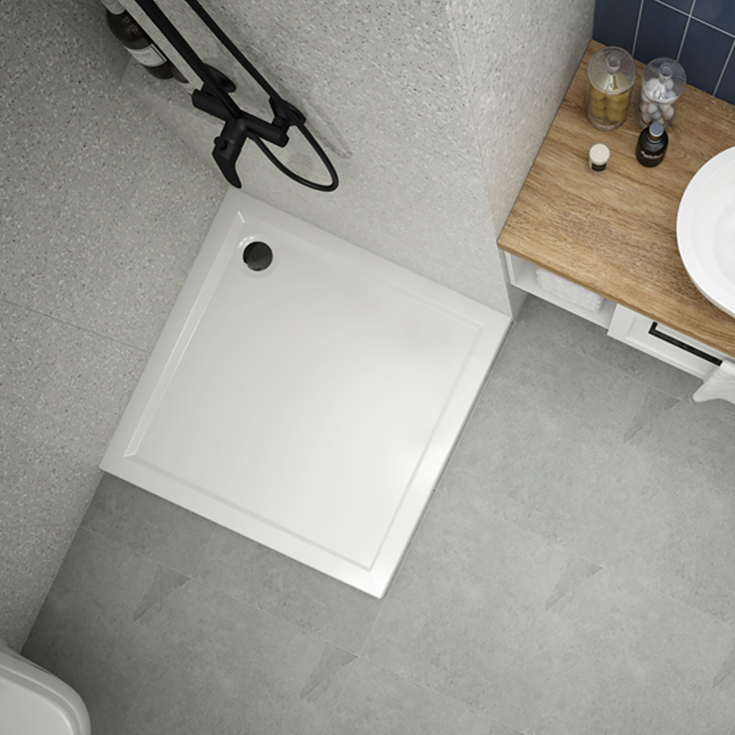 Поддон квадрат 1, 0*1, 0*0, 025, Universal, акрил d 90, каркас+экран выс.14 см