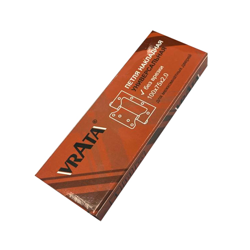 Петля накладная Vrata 100х75х2,0 без врезки, б/к, золото матовый