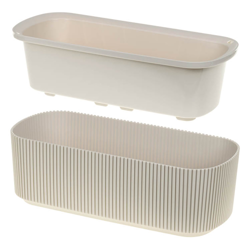 Кашпо 1.7 л IDEA СТРИП М 3251, 290х130 мм, со вставкой, кремовый