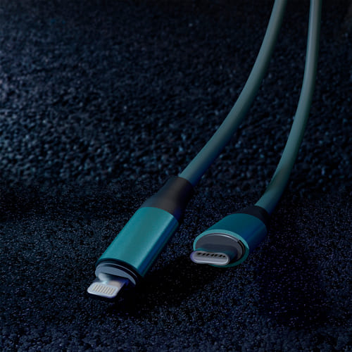 Кабель для зарядки и передачи, супертолстый BOLD TYPE C - LIGHTNING мятный, 3А, TPE, 1 м, Smartbuy