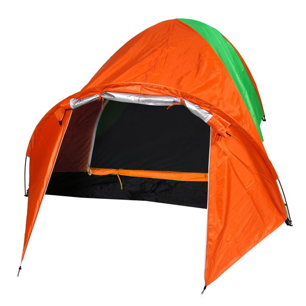 Палатка туристическая Кама-3 двухслойная, (200+80)*210*130 см, цвет оранжево-зеленый