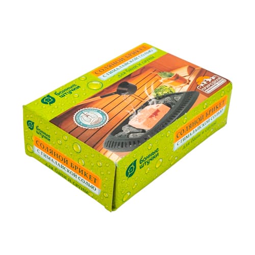 Соляной брикет с гималайской солью, 1300 г, для бани и сауны, "Банные штучки"