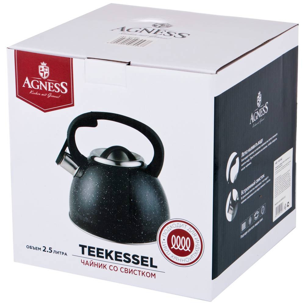ЧАЙНИК AGNESS "CLASSIC" СО СВИСТКОМ 2,5 Л НЖС, ИНДУКЦИОН. ДНО  (КОР=12ШТ.)