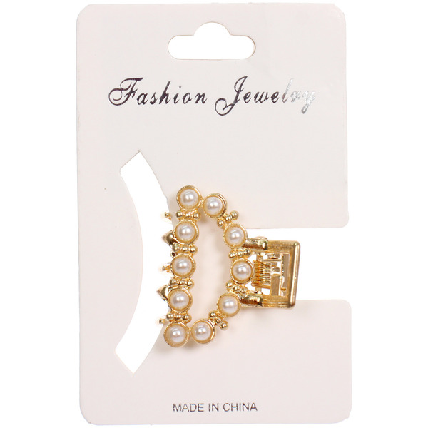 Заколка - краб для волос на блистере 1шт "PREMIUM", тоскана, цвет серебро и золото, 2.5*2.6см