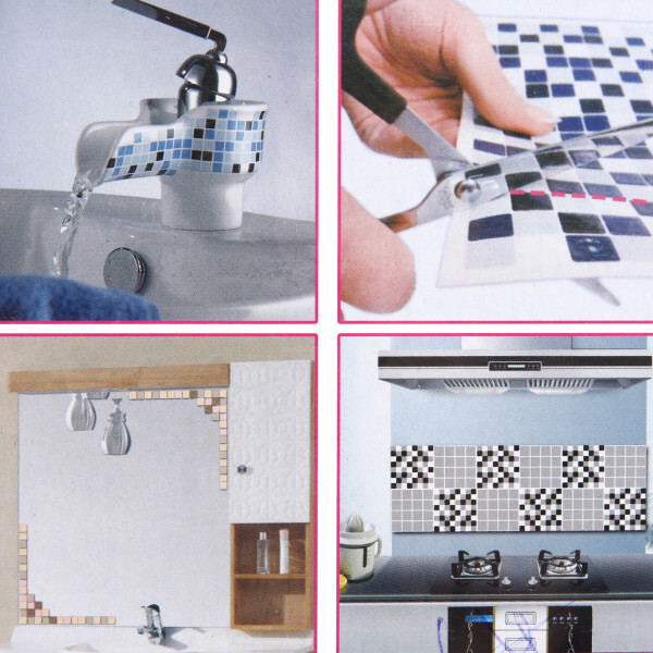 Наклейка-защитная пленка "Кафель черный" 20*26см 3 шт.