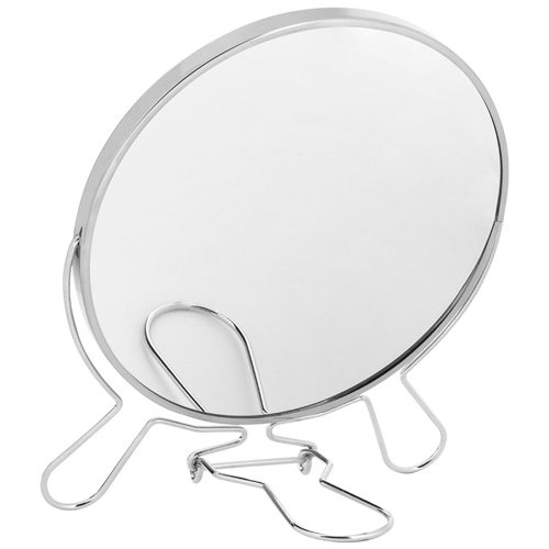 Зеркало косметическое двустороннее (1/Х2), 17 см (стекло, хром. металл)