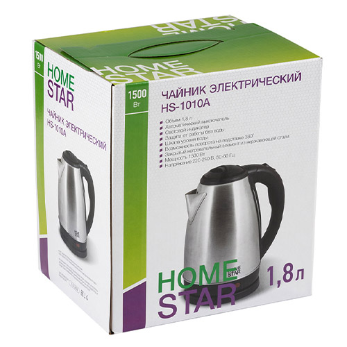 Чайник элек. 1,8л. , HOMESTAR HS-1010А стальной, 1/12