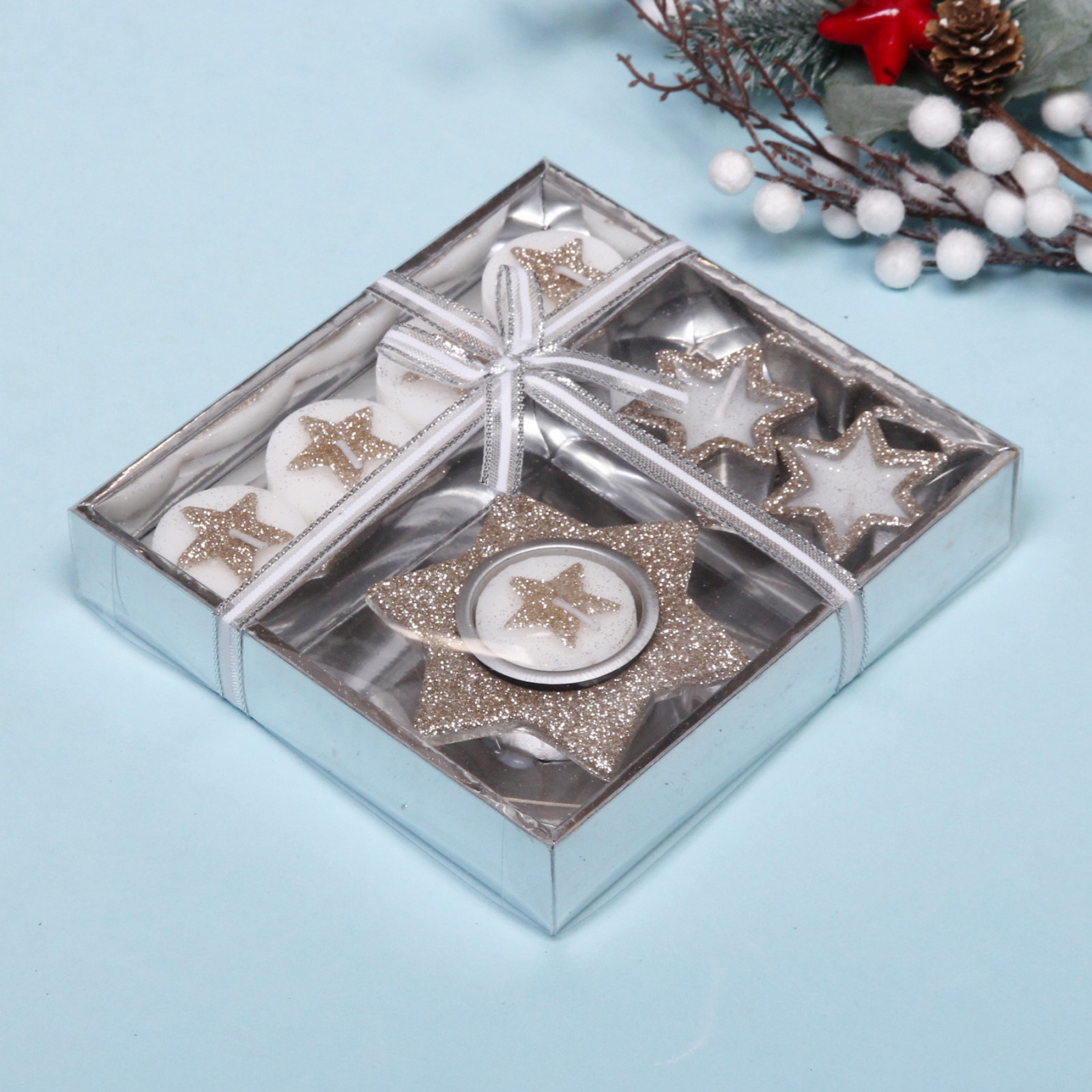 Свечи новогодние "Загадай желание!" 16.5x15.5x3см, шампань