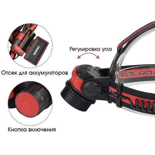 Фонарь налобный Патриот PT-FLG09, 2L, 2*18650.,ZOOM