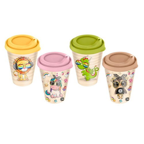 Стакан с крышкой 420 мл Homver 221141590/00, с декором Baby party микс 1
