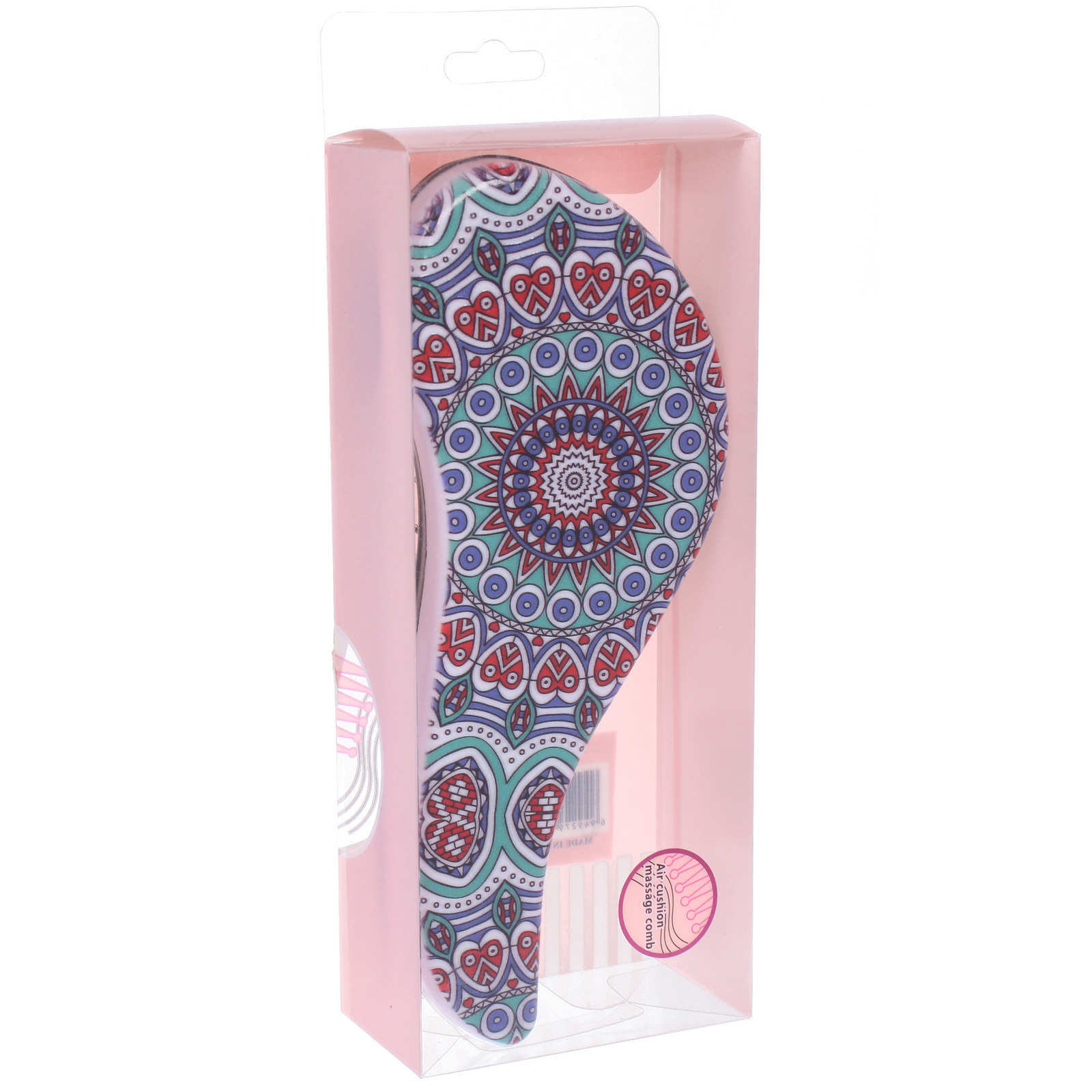 Расческа массажная компактная "ЛАНТА", микс 4 дизайна, 18*7,5см (PVC коробка)