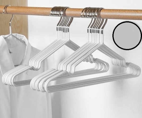 Плечики металлические нескользящие с полимерным покрытием 10шт "ТАРТИТАН", цвет белый, 30см (Селфи)