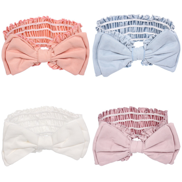 Повязка на голову косметическая "ДАЙМОНД РУШ", бантик, цвет белый, пудровый, небесный и лиловый, 20*7см (ZIP пакет)