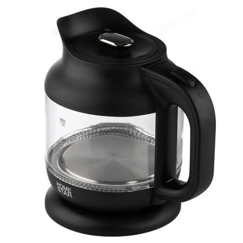 Чайник HomeStar HS-1056, 1,2 л, стекло, пластик, черный